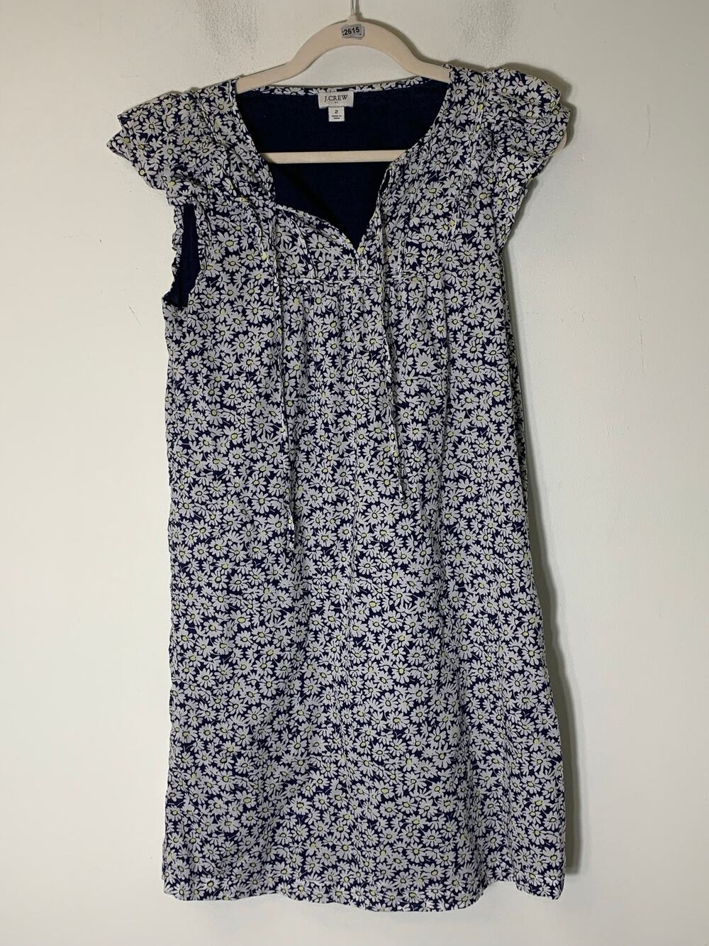 J.Crew Navy Daisy Flutter Sleeve Sun Dress Sz 2